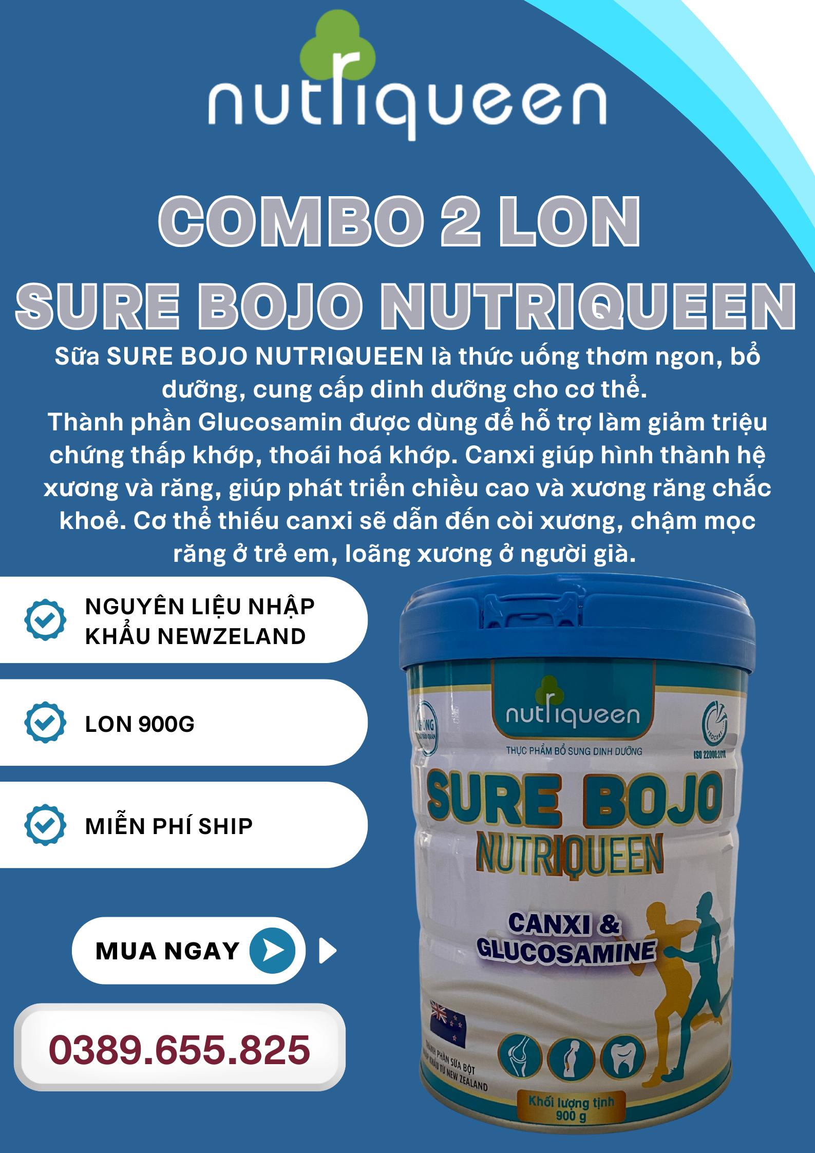 COMBO 2 LON SỮA SURE BOJO NUTRIQUEEN 900g